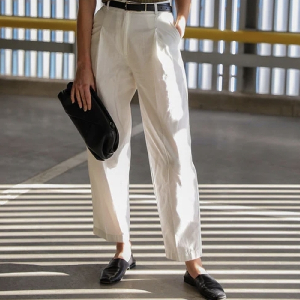 Michael Stars White Cropped High-Rise Trousers